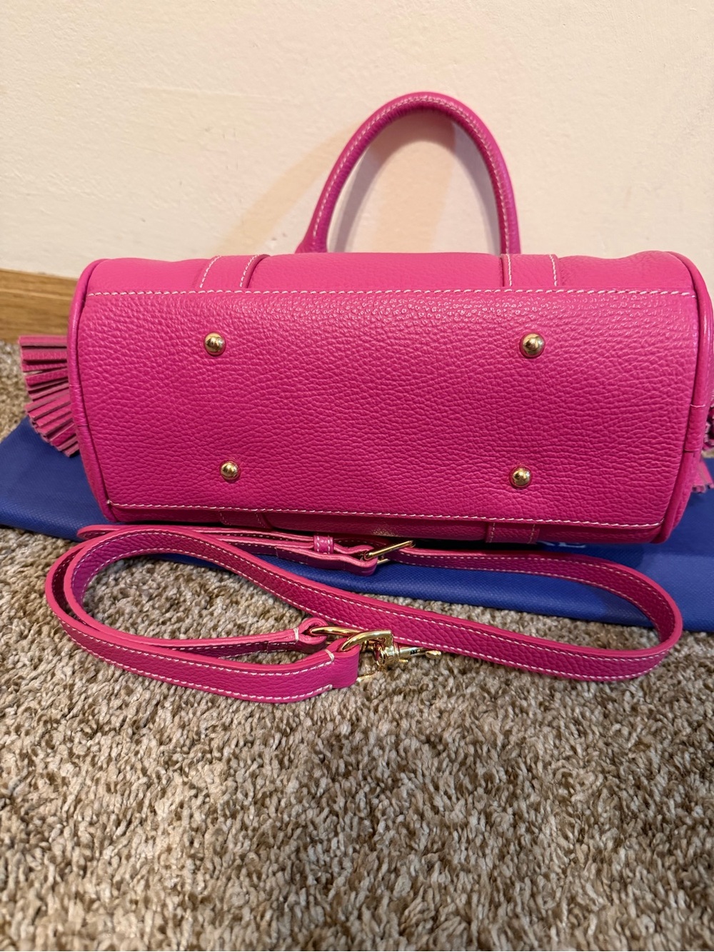 Dooney & Bourke Lucca Pink Pebbled Leather Satchel - Picture 8 of 10